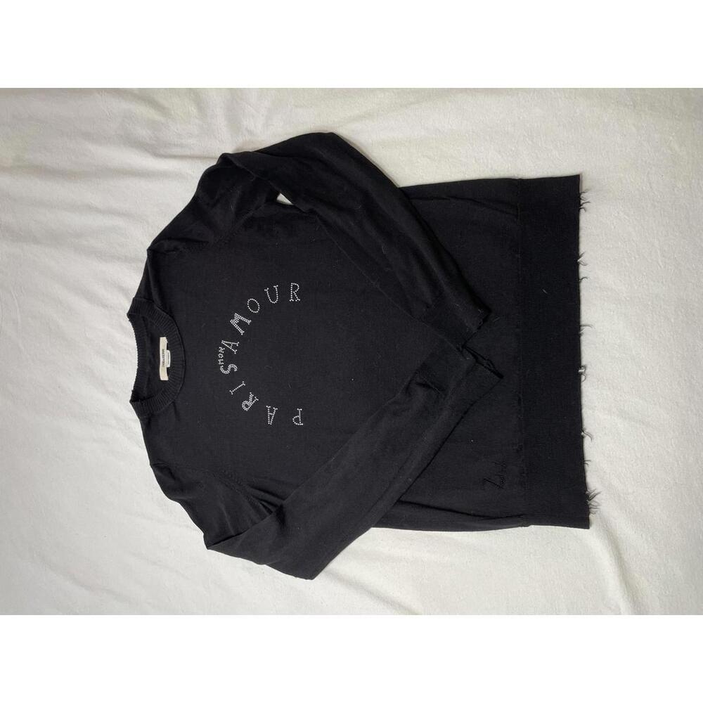 Zadig & Voltaire Paris Mon Amour Black distressed pullover lightweight